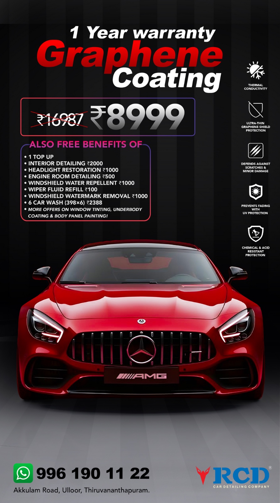 RCD Rahul Car Detailing graphene coating creative — Instagram growth & performance marketing by Dezmos