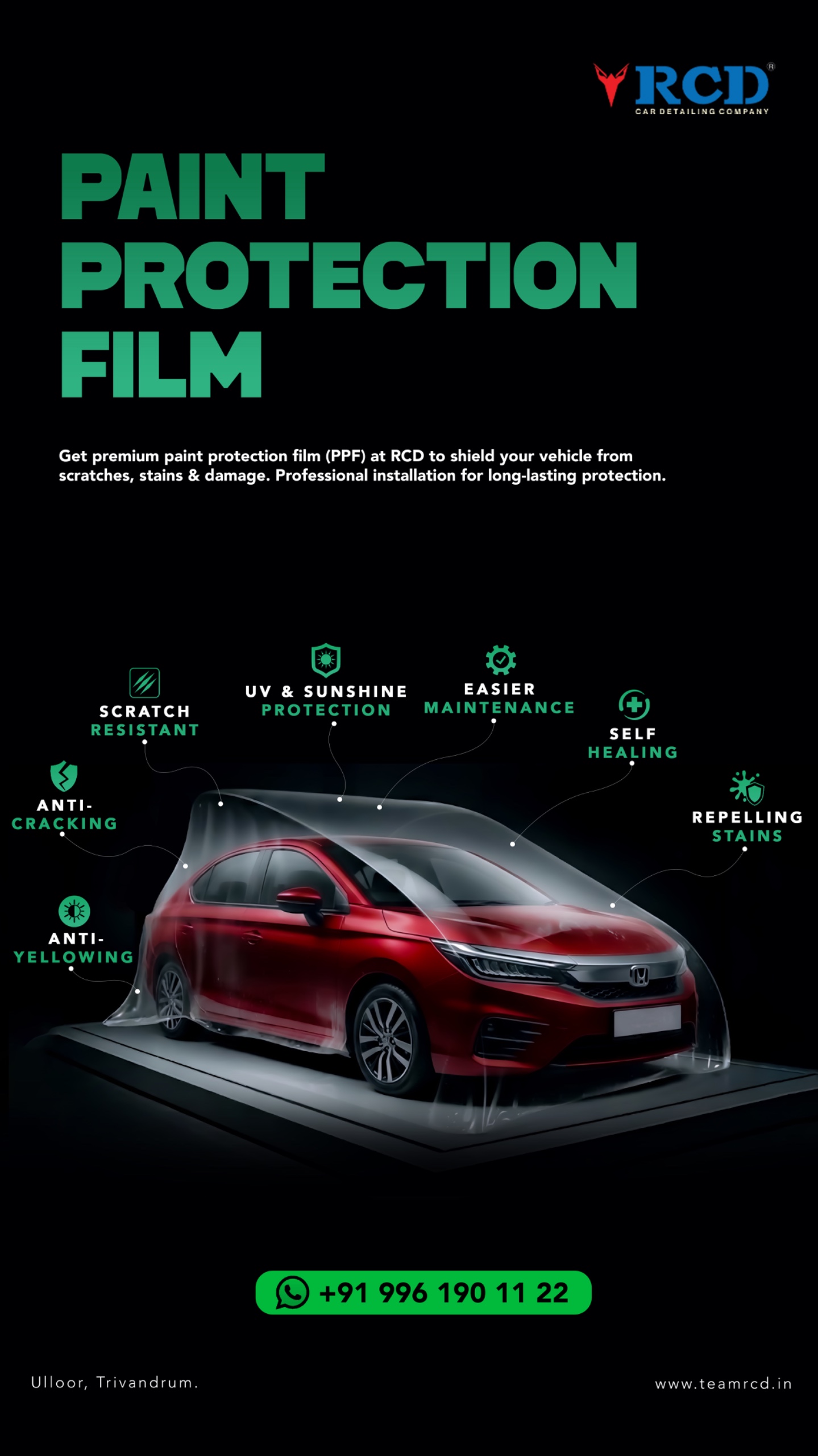 RCD Rahul Car Detailing paint protection film creative — performance marketing by Dezmos